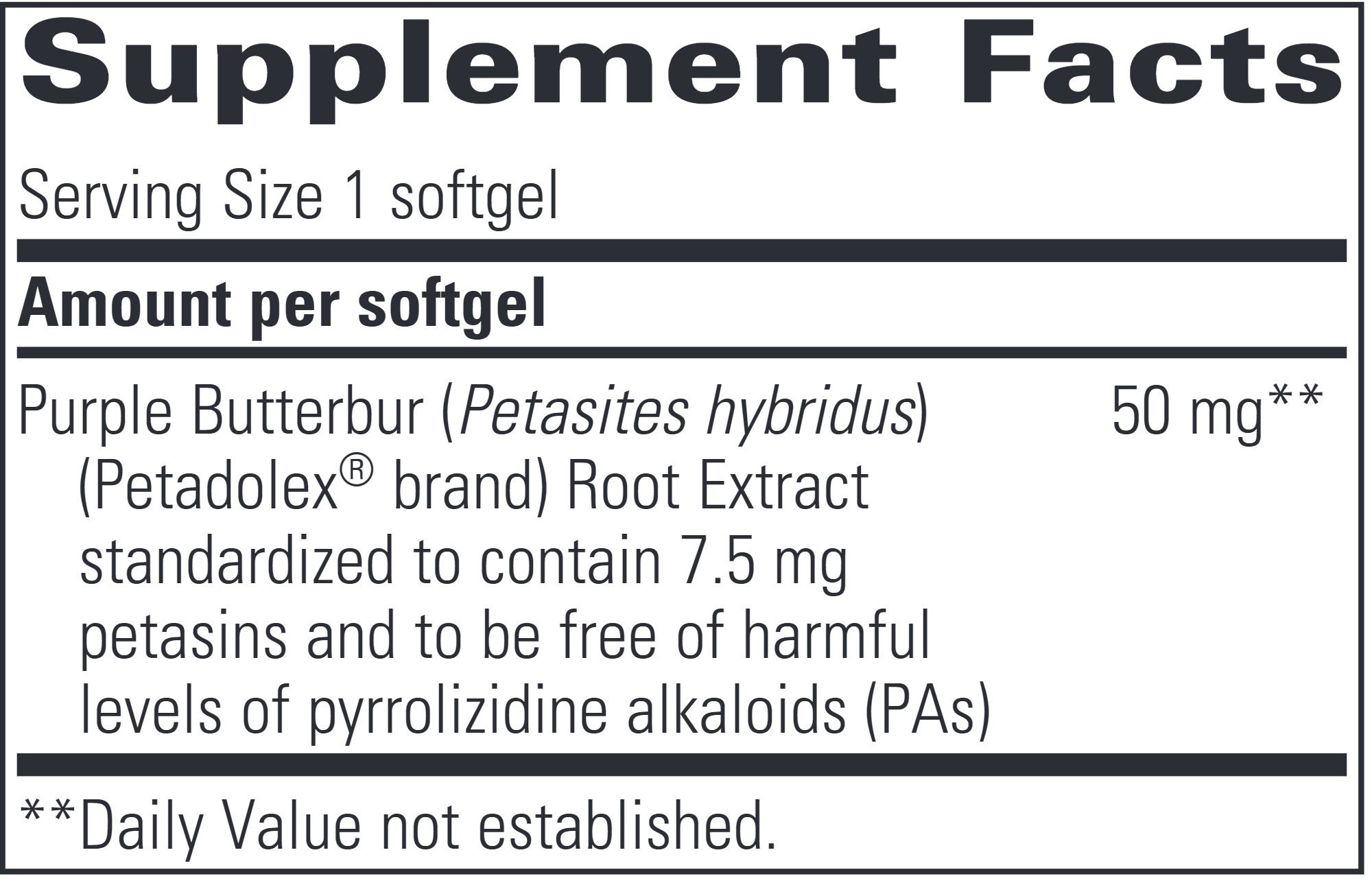 Petadolex Ingredients Image